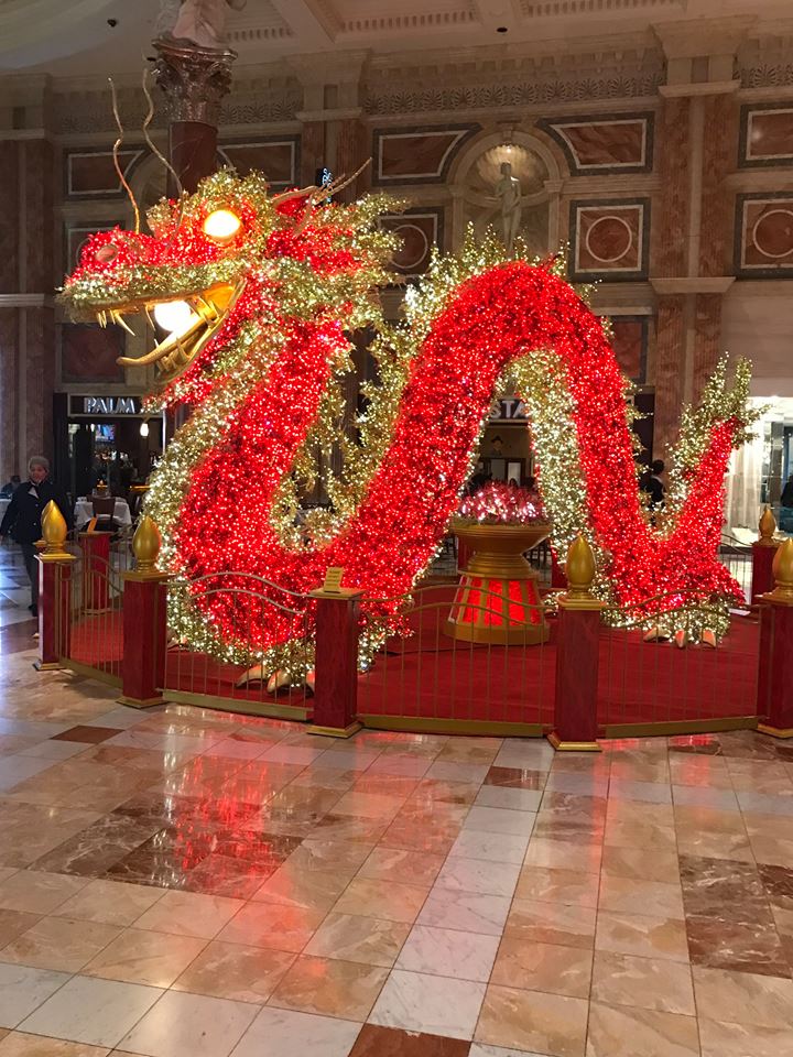 Photograph of Chinese Dragon in hotel lobby