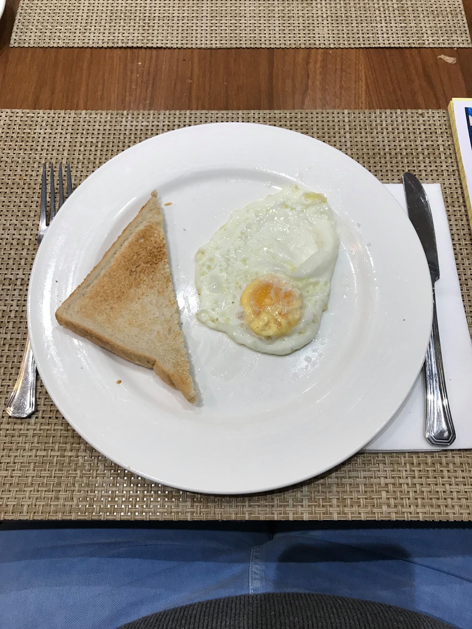 Photograph of breakfast, egg and toast