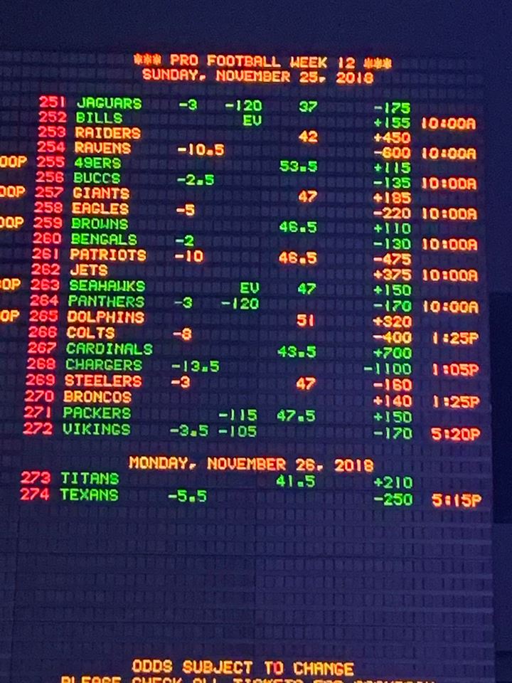 Photograph of sportsbook week 12