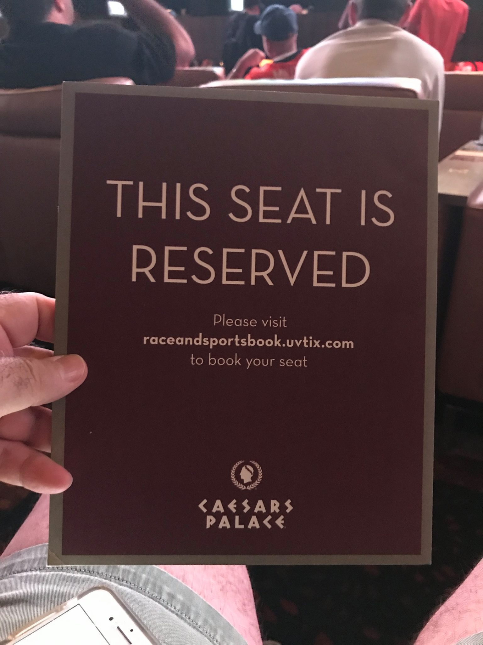 Picture of Reserved Seat sign at Caesars Palace sportsbook